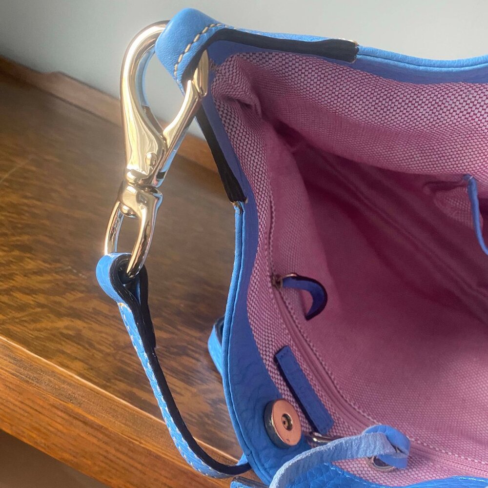 Dooney & Bourke Blue Leather Hobo Bag Purse - Picture 9 of 9